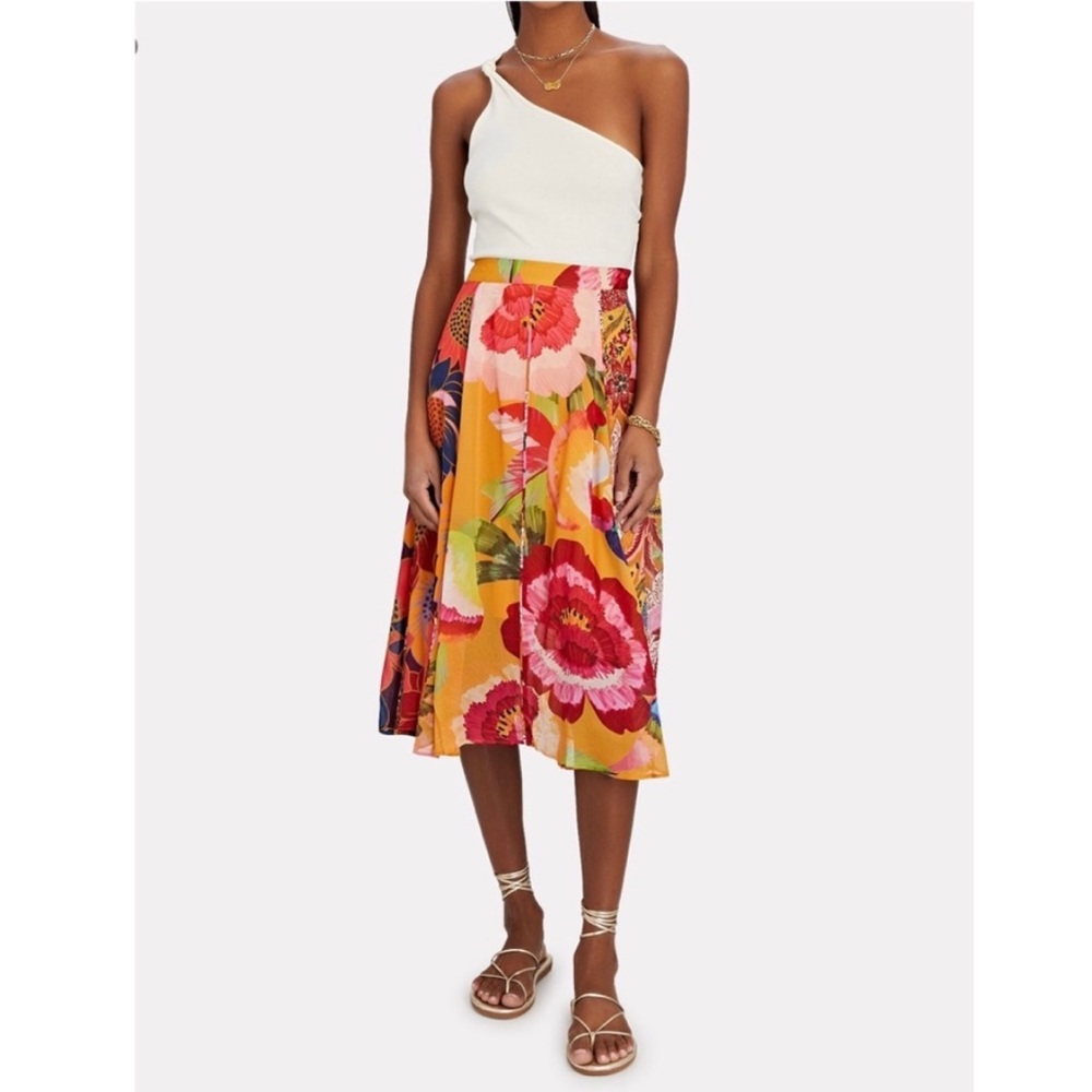 NWT Farm Rio Mix Print Floral Midi Skirt